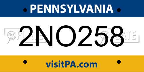 2NO258 Pennsylvania License Plate