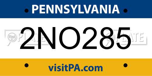 2NO285 Pennsylvania License Plate