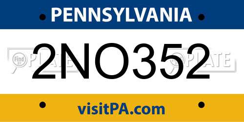 2NO352 Pennsylvania License Plate