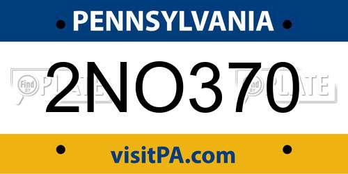 2NO370 Pennsylvania License Plate