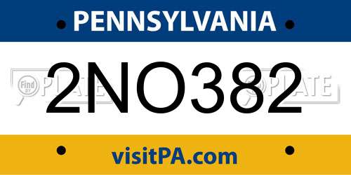 2NO382 Pennsylvania License Plate