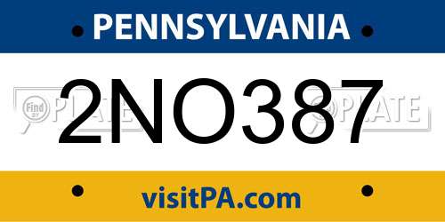 2NO387 Pennsylvania License Plate