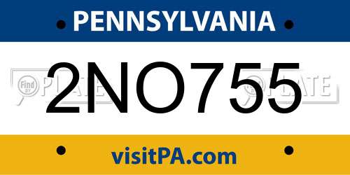 2NO755 Pennsylvania License Plate