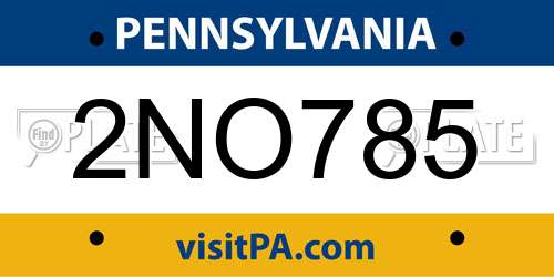2NO785 Pennsylvania License Plate