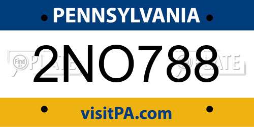 2NO788 Pennsylvania License Plate