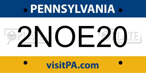 2NOE20 Pennsylvania License Plate