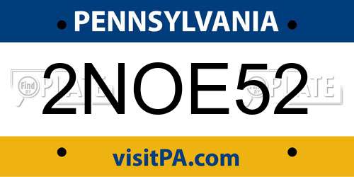 2NOE52 Pennsylvania License Plate