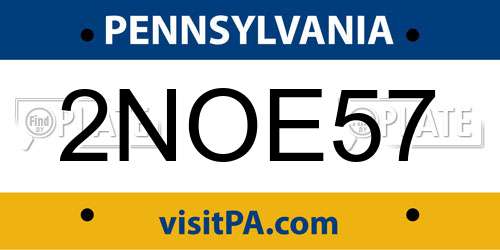 2NOE57 Pennsylvania License Plate