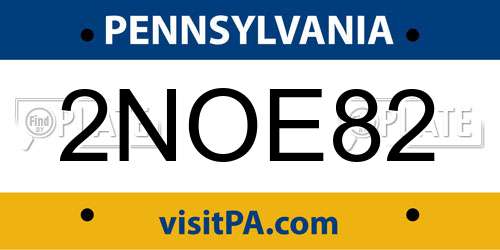 2NOE82 Pennsylvania License Plate