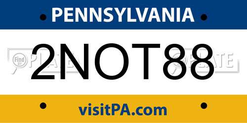 2NOT88 Pennsylvania License Plate