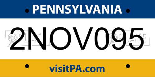 2NOV095 Pennsylvania License Plate