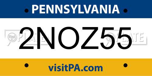 2NOZ55 Pennsylvania License Plate