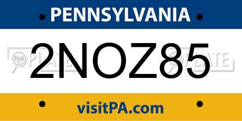 2NOZ85 Pennsylvania License Plate