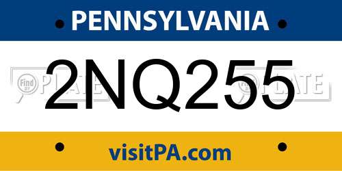 2NQ255 Pennsylvania License Plate