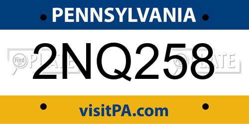 2NQ258 Pennsylvania License Plate