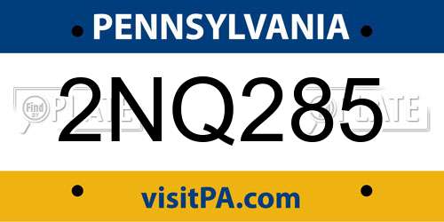 2NQ285 Pennsylvania License Plate