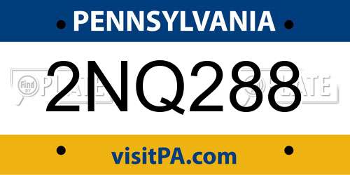 2NQ288 Pennsylvania License Plate