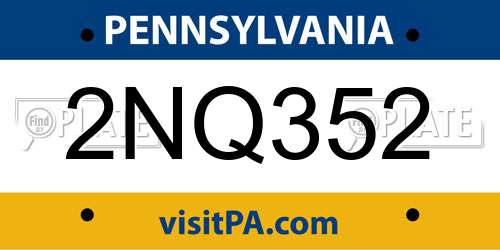 2NQ352 Pennsylvania License Plate