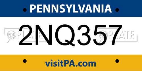 2NQ357 Pennsylvania License Plate