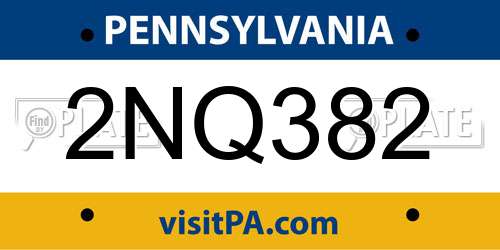 2NQ382 Pennsylvania License Plate