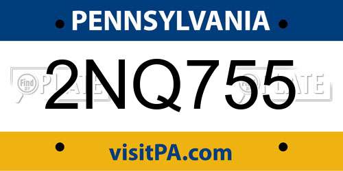 2NQ755 Pennsylvania License Plate