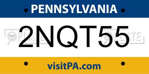 2NQT55 Pennsylvania License Plate