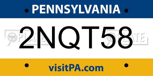 2NQT58 Pennsylvania License Plate