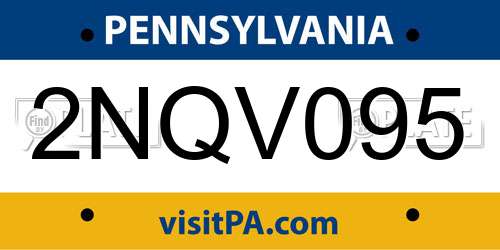 2NQV095 Pennsylvania License Plate