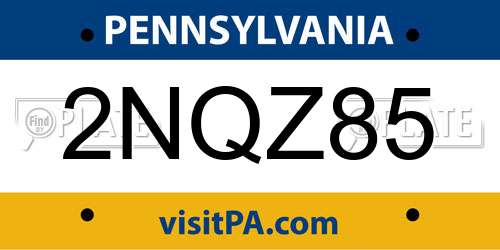 2NQZ85 Pennsylvania License Plate