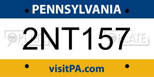 2NT157 Pennsylvania License Plate