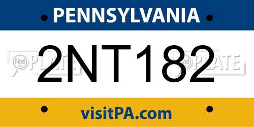 2NT182 Pennsylvania License Plate