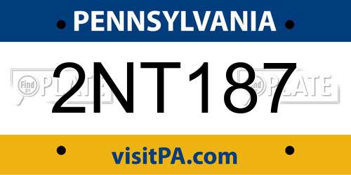 2NT187 Pennsylvania License Plate