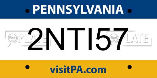 2NTI57 Pennsylvania License Plate