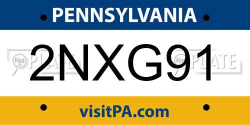 2NXG91 Pennsylvania License Plate