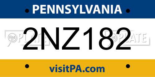 2NZ182 Pennsylvania License Plate