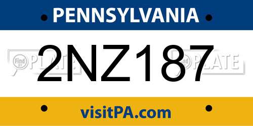 2NZ187 Pennsylvania License Plate