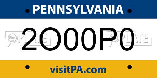 2O00P0 Pennsylvania License Plate