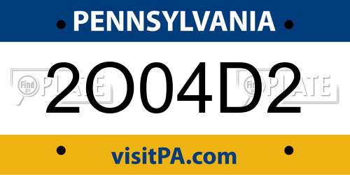 2O04D2 Pennsylvania License Plate