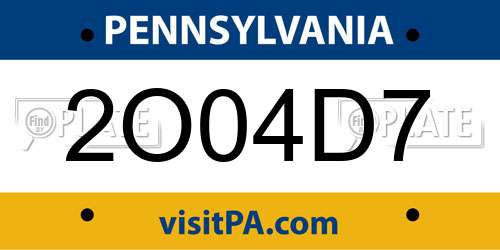 2O04D7 Pennsylvania License Plate