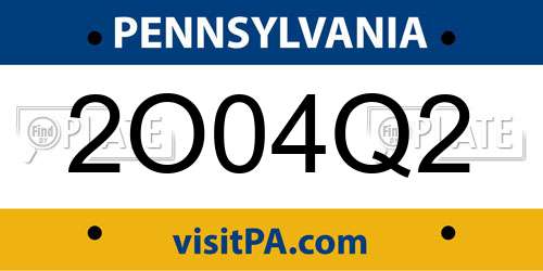 2O04Q2 Pennsylvania License Plate