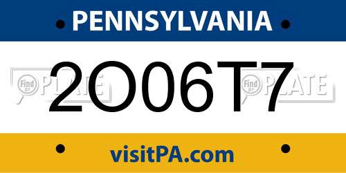 2O06T7 Pennsylvania License Plate