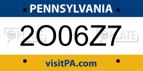 2O06Z7 Pennsylvania License Plate