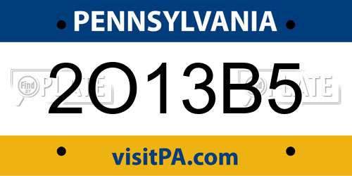 2O13B5 Pennsylvania License Plate