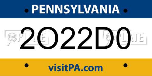 2O22D0 Pennsylvania License Plate