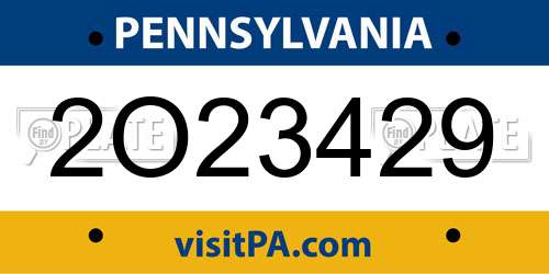 2O23429 Pennsylvania License Plate