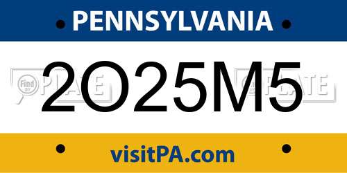 2O25M5 Pennsylvania License Plate