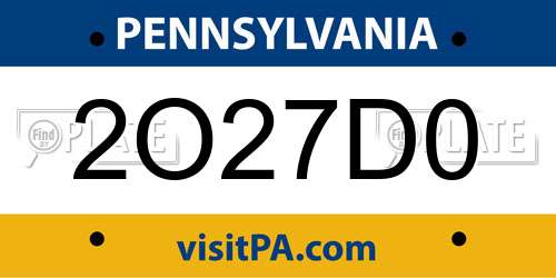 2O27D0 Pennsylvania License Plate