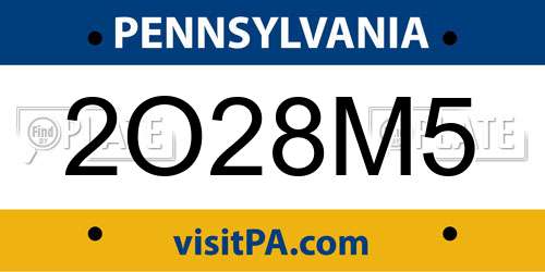 2O28M5 Pennsylvania License Plate