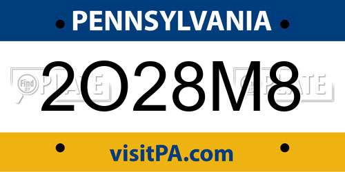 2O28M8 Pennsylvania License Plate