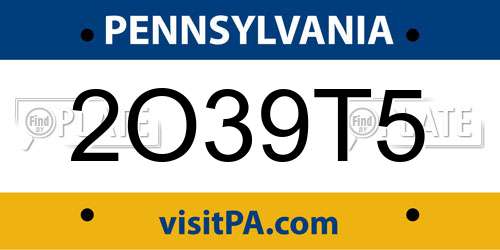 2O39T5 Pennsylvania License Plate